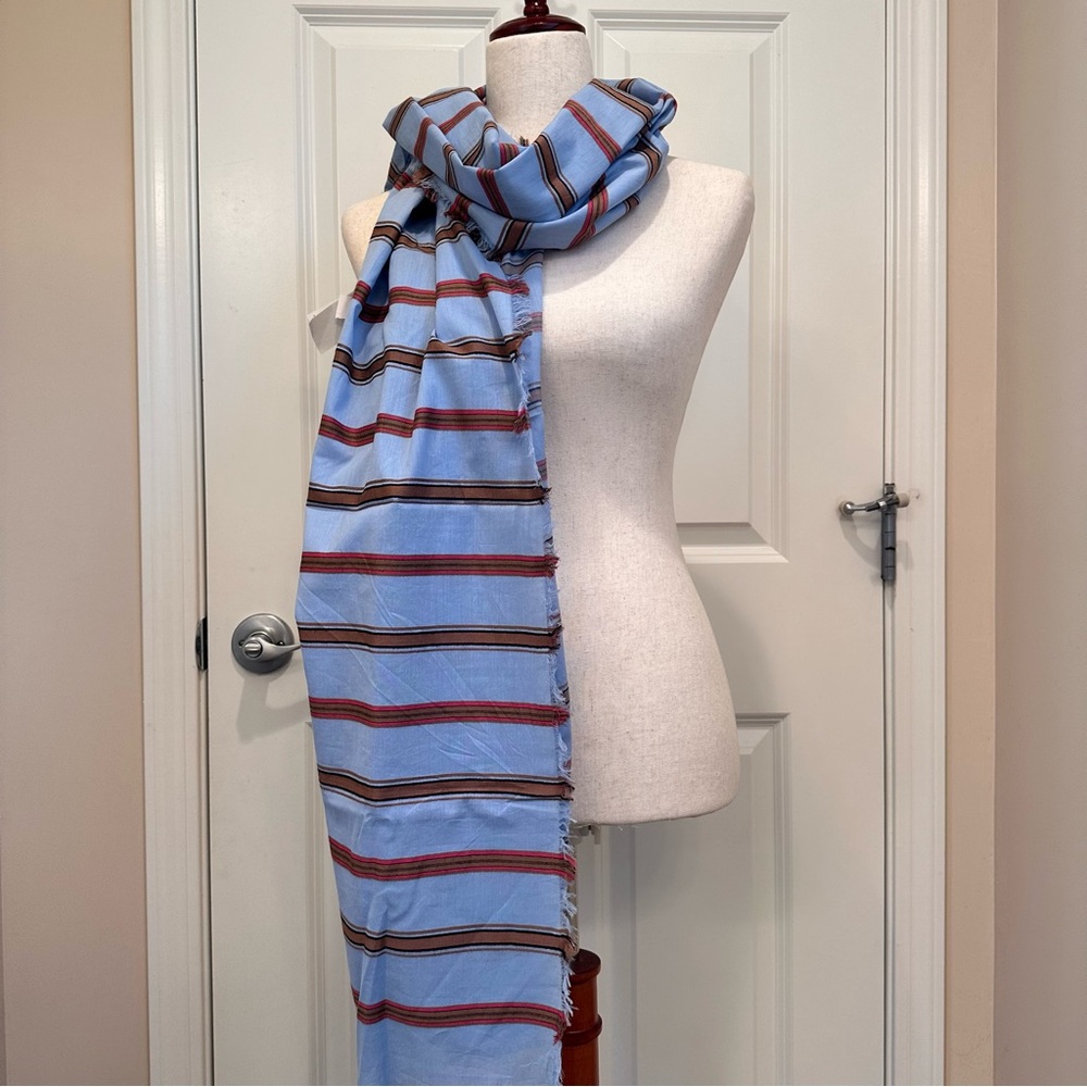 NWOT Max & Co. by Max Mara Label-cut Cotton Scarf with Stripes Size: OS Spring - Picture 8 of 10